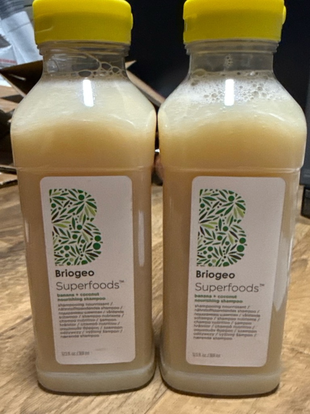 Briogeo Superfoods Shampoo Bottles with Yellow Caps
